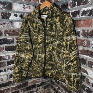No Boundaries Men's Olive Camo Shadow High Pile Fleece Full Zip Jacket